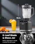 GDOR Professional Blender for Kitchen, 1200 Peak Watts Smoothie Blender, 5 Functions for Ice Crushing & Frozen Fruit, 52 Oz Glass Jar & 24 Oz To-Go Cup Combo, Self-Cleaning, Gray