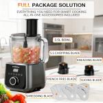 12 Cup Smart Food Processor, Electric Food Chopper Slicer with French-Fry Slicing Shredding Chopping Kneading Cutter, For Meat, Vegetable, Fries, Cheese, Meat & Veggie Prep, Puree