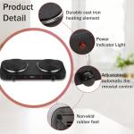 MIOAOTCE Countertop Double Cast Iron Burner 1800 Watts Electric Hot Plate with Adjustable Temperature 6.1" Cooktop for Dorm, Office, Home, Camp, Compatible for All Cookwares