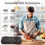 MIOAOTCE Countertop Double Cast Iron Burner 1800 Watts Electric Hot Plate with Adjustable Temperature 6.1" Cooktop for Dorm, Office, Home, Camp, Compatible for All Cookwares