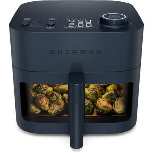 Chefman Crispinator Air Fryer 7-in-1 with 8 Qt Capacity, 450°F Max Temp & TurboFry Pro Technology for Fast, Even Results, Bake, Broil, Dehydrate, Viewing Window, Nonstick Ceramic-Coated Basket