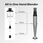 Immersion Blender Handheld 1100W 5 in 1 Corded Stick Hand Blenders for Kitchen with Trigger Speed Control, with Beaker, Chopper, Whisk, Frother, Perfect Emulsifier for Soup, Smoothie, Puree