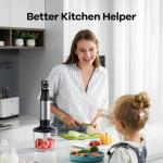 Immersion Blender Handheld 1100W 5 in 1 Corded Stick Hand Blenders for Kitchen with Trigger Speed Control, with Beaker, Chopper, Whisk, Frother, Perfect Emulsifier for Soup, Smoothie, Puree