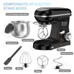 Electric Stand Mixer with 5.3 Quart，Cake Mixer with Stainless Steel Bowl and Stand, Kitchen Mixer Tilt-Head Design – Includes Dough Hook, Whisk & Beater-Great for Baking Bread, Cakes, Cookies