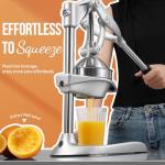 Manual Juicer, Sopito Effortless Citrus Press for Women & Seniors Use, Heavy Duty Juicer Hand Stainless Steel Squeezer for Orange Lemon Grapefruit, Easy to Clean