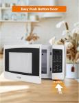 COMMERCIAL CHEF 1.1 Cu Ft Microwave with 10 Power Levels, Microwave 1000W with Push Button Door Lock, Countertop Microwave with Microwave Turntable and Digital Controls, White