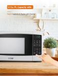 COMMERCIAL CHEF 1.1 Cu Ft Microwave with 10 Power Levels, Microwave 1000W with Push Button Door Lock, Countertop Microwave with Microwave Turntable and Digital Controls, White