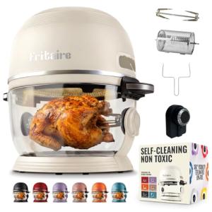 Non Toxic Air Fryer™ - Glass AirFryer 5 Quart w/ 360 Visibility, Self-Cleaning, 400F Vortex Air Fryer for Even Cooking, BPA-Free Teflon Free, 9-in-1 Functions, Rotisserie, Roast, Bake, White