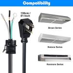 Dreyoo HCK44 Range Hood Power Cord Kit, Convert Your Range Hood to Plug in, Hardwire to Plug in Conversion Kit Replacement, Compatible with Broan, Nutone and Other Range Hood