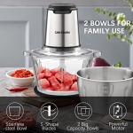 Liebe&Lecker Food Processor, Meat Grinder with 2 Bowls 8 Cup and 8 Cup, Food Chopper Electric Vegetable Chopper with 4 Large Sharp Blades for Fruits, Meat, Vegetables, Baby Food, Nuts, 2 Speed.