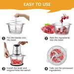 Liebe&Lecker Food Processor, Meat Grinder with 2 Bowls 8 Cup and 8 Cup, Food Chopper Electric Vegetable Chopper with 4 Large Sharp Blades for Fruits, Meat, Vegetables, Baby Food, Nuts, 2 Speed.