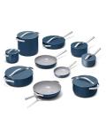 Caraway 24-Piece Nonstick Ceramic Cookware Set - Includes Fry Pans, Sauce, Sauté Pan, Dutch Oven, Petite Cooker, Stir Fry, Rondeau, Stock Pot, Lids & Storage Organizers - Navy