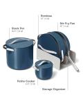 Caraway 24-Piece Nonstick Ceramic Cookware Set - Includes Fry Pans, Sauce, Sauté Pan, Dutch Oven, Petite Cooker, Stir Fry, Rondeau, Stock Pot, Lids & Storage Organizers - Navy