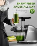 AMZCHEF Cold Press Masticating Juicer Machine - 90% Yield Reverse System, Quiet Motor for Home & Breakfast, 3-Step Clean with Brush, Includes 50+ Juice Recipes, Light Grey