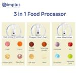 Simplus 3 in 1 Blender and Food Processor Combo for Kitchen, Small Electric Food Chopper, Meat and Vegetable Grinder, 380W High Speed 5 Cup Blenders with 2 Speeds and Pulse for Smoothies and Shakes