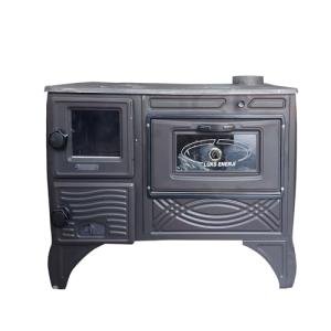 Black Cast Iron Oven, Durable Cast Iron Fireplace, Baking Cooker Oven for Warming, Made in Turkiye, Brick Lined Fireplace (Black with Glass)