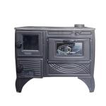 Black Cast Iron Oven, Durable Cast Iron Fireplace, Baking Cooker Oven for Warming, Made in Turkiye, Brick Lined Fireplace (Black with Glass)