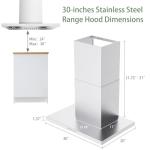 ONEEON 30" Range Hood - 900 CFM Stainless Steel Wall Mount Kitchen Exhaust with 4 Speed Fan, LED Lights, Push Button, Ultra-thin Body, Chimney Style Stove Vent Hood & Ducted Exhaust Vent