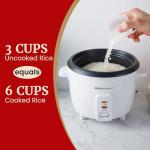 Elite Gourmet Electric Rice Cooker with Steam Tray and Non-Stick Inner Pot Makes Soups, Stews, Grains, Cereals, Keep Warm Feature, 6 Cups Cooked (3 Cups Uncooked), White