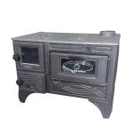 Black Cast Iron Oven, Durable Cast Iron Fireplace, Baking Cooker Oven for Warming, Made in Turkiye, Brick Lined Fireplace (Black with Glass)