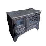 Black Cast Iron Oven, Durable Cast Iron Fireplace, Baking Cooker Oven for Warming, Made in Turkiye, Brick Lined Fireplace (Black with Glass)