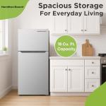 HAMILTON BEACH, Frost Free Top Mount 2 Door Apartment Size Refrigerator with Freezer, STAINLESS, 18 CU FT