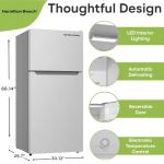 HAMILTON BEACH, Frost Free Top Mount 2 Door Apartment Size Refrigerator with Freezer, STAINLESS, 18 CU FT