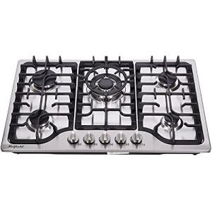 Hotfield 30 Inch Gas Cooktop Stainless Steel 5 Burners Stovetop Dual Fuel Gas Hob NG/LPG Convertible Gas Cooktop HF57042 Stainless Steel