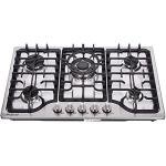 Hotfield 30 Inch Gas Cooktop Stainless Steel 5 Burners Stovetop Dual Fuel Gas Hob NG/LPG Convertible Gas Cooktop HF57042 Stainless Steel