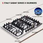 Hotfield 30 Inch Gas Cooktop Stainless Steel 5 Burners Stovetop Dual Fuel Gas Hob NG/LPG Convertible Gas Cooktop HF57042 Stainless Steel