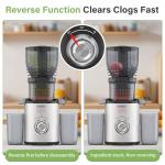 OMMO Juicer Machines, 300W Cold Press Juicer for Whole Vegetables & Fruits with 6'' Large Feed Chute, Slow Masticating Juicer Easy to Clean, High Juice Yield, BPA Free, Sliver