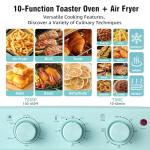 Novaspark Air Fryer Toaster Oven Combo, Retro Convection Oven Countertop,16QT Small Toaster Oven, 4-slices or 9" Pizza,Bake,Toast,Broil, Air Fry, Rapid Heating Mini Conventional Oven, Non-Stick, Blue