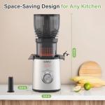 OMMO Juicer Machines, 300W Cold Press Juicer for Whole Vegetables & Fruits with 6'' Large Feed Chute, Slow Masticating Juicer Easy to Clean, High Juice Yield, BPA Free, Sliver