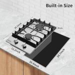 12 Inch Gas Cooktop, 2 Burners Gas Stovetop Built-in Stainless Steel Gas Stove Top Natural Gas/Propane Convertible Gas Cooker for Outdoor, Apartments, RVs