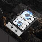 12 Inch Gas Cooktop, 2 Burners Gas Stovetop Built-in Stainless Steel Gas Stove Top Natural Gas/Propane Convertible Gas Cooker for Outdoor, Apartments, RVs