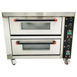 EQCOTWEA Commercial Pizza Oven Double Deck Movable Electric Pizza Oven Stainless Steel Multipurpose Pizza oven for Restaurant with Wheels 6400W 220V Single Phase