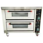 EQCOTWEA Commercial Pizza Oven Double Deck Movable Electric Pizza Oven Stainless Steel Multipurpose Pizza oven for Restaurant with Wheels 6400W 220V Single Phase