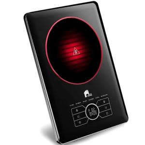 EconoHome Superconductor Portable Electric Stove - 1500W Extra Thin (0.71") & Suitable for All Types of Cookware Portable Cooktop with Touch Panel, Timer, Adjustable Heating Power, Auto-Shutdown