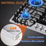 36 inch Gas Cooktop, Bulit-in Gas Stove Top with 5 Burner, NG/LPG Convertible Cooktops, 5 Burner Propane Cooktop with Thermocouple Protection, Stainless Steel