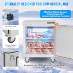 VEVOR 28" W Commercial Freezer Worktop, 7.4 Cu. Ft Undercounter Freezers with/Casters, <0~-8℉>Defrost Frozen Prep Table, Single Door Stainless Steel Food Frozen Prep Station for Restaurant, Diner