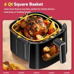 Air Fryer 14-in-1 with Viewing Window, 6Qt Large Capacity, 392℉ Max Crisp, Airfryer No Filping Dual Heating, Bake, Roast, Dehydrate, Reheat, 1700W Fast Even Easy Meals, Nonstick Dishwasher Safe Basket