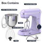 Honinst Stand Mixer, 6.5QT 10-Speed Tilt-Head Electric Stand Mixer, 3-In-1 Kitchen Mixer with Bowl, Dough Hook, Whisk and Beater, Food Mixer for Baking, Cake and Most Home Cooks, Purple