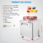 VEVOR 28" W Commercial Freezer Worktop, 7.4 Cu. Ft Undercounter Freezers with/Casters, <0~-8℉>Defrost Frozen Prep Table, Single Door Stainless Steel Food Frozen Prep Station for Restaurant, Diner