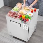 VEVOR 28" W Commercial Freezer Worktop, 7.4 Cu. Ft Undercounter Freezers with/Casters, <0~-8℉>Defrost Frozen Prep Table, Single Door Stainless Steel Food Frozen Prep Station for Restaurant, Diner