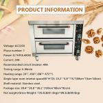 EQCOTWEA Commercial Pizza Oven Double Deck Movable Electric Pizza Oven Stainless Steel Multipurpose Pizza oven for Restaurant with Wheels 6400W 220V Single Phase
