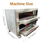 EQCOTWEA Commercial Pizza Oven Double Deck Movable Electric Pizza Oven Stainless Steel Multipurpose Pizza oven for Restaurant with Wheels 6400W 220V Single Phase