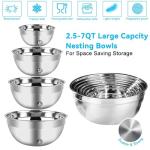 WEPSEN Hand Mixer Electric Mixing Bowls Set, 5 Speeds Handheld Mixer with 4 Nesting Stainless Steel Mixing Bowl, Measuring Cups Spoons 200W Kitchen Blender Whisk Beater Baking Supplies For Beginner