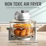 Big Boss 16Qt Large Glass Air Fryer Non Toxic – Family Sized Large Halogen Oven Cooker with 3 Cooking Sections, Stainless Steel Racks, French Fries, Chicken, No Preheat, Self Cleaning, Dishwasher Safe