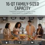 Big Boss 16Qt Large Glass Air Fryer Non Toxic – Family Sized Large Halogen Oven Cooker with 3 Cooking Sections, Stainless Steel Racks, French Fries, Chicken, No Preheat, Self Cleaning, Dishwasher Safe