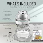 Big Boss 16Qt Large Glass Air Fryer Non Toxic – Family Sized Large Halogen Oven Cooker with 3 Cooking Sections, Stainless Steel Racks, French Fries, Chicken, No Preheat, Self Cleaning, Dishwasher Safe